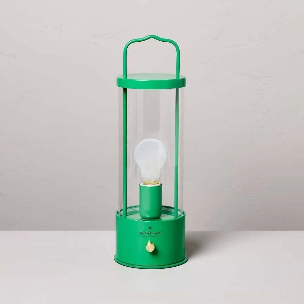 Portable LED Tabletop Lantern Green Lamp - Hearth & Hand Magnolia, Target
